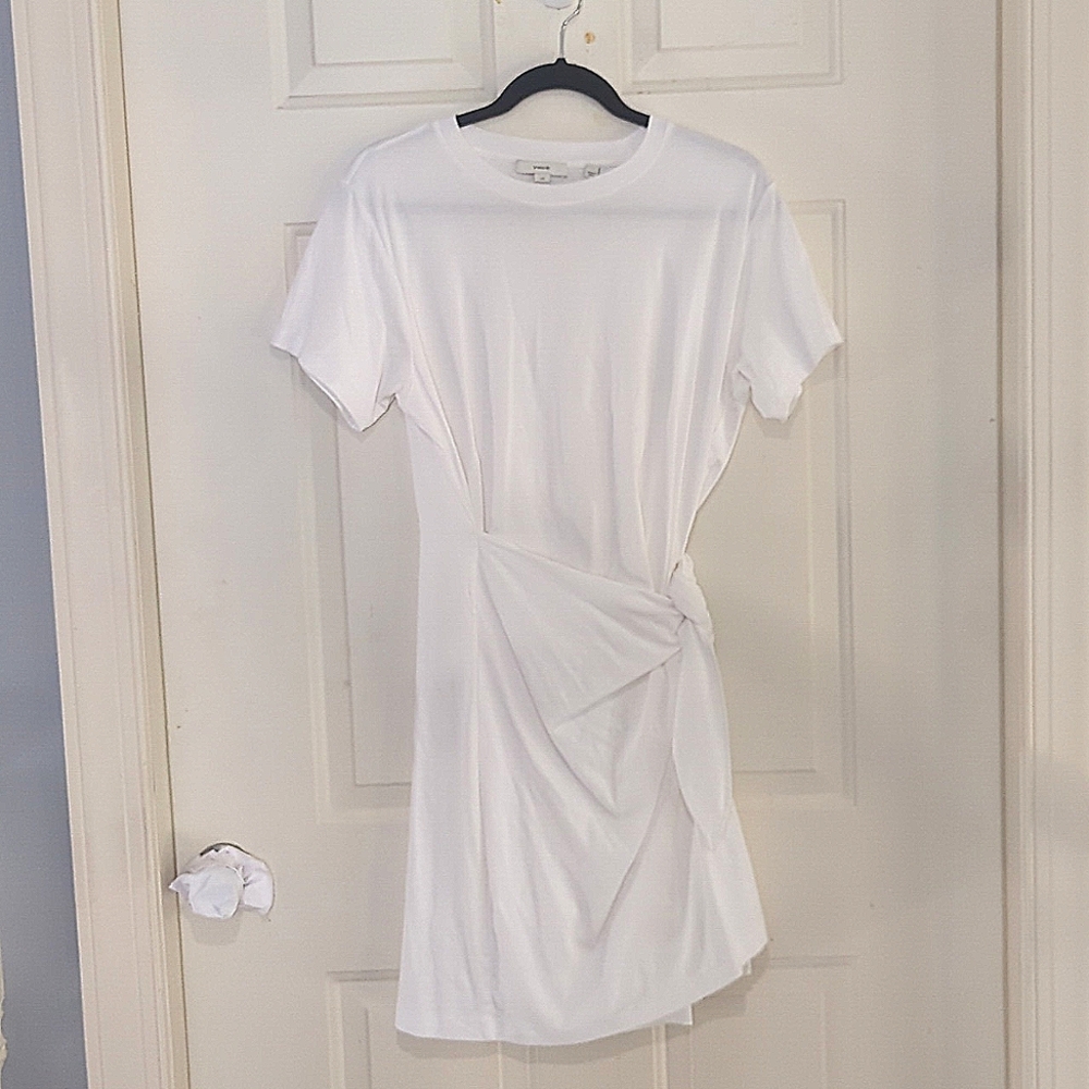 White Vince Faux Wrap Tshirt Dress. Short sleeves, size Large